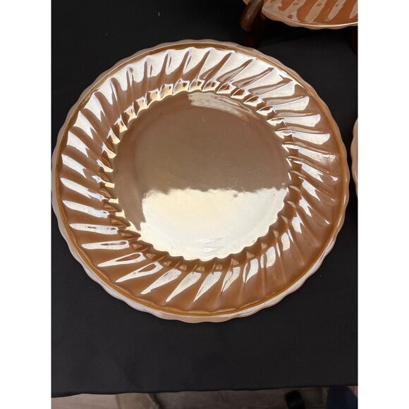 Fire King Peach Luster Vintage Dinner Plates Set of 3 10”  Vintage Swirl Pattern - Picture 3 of 7